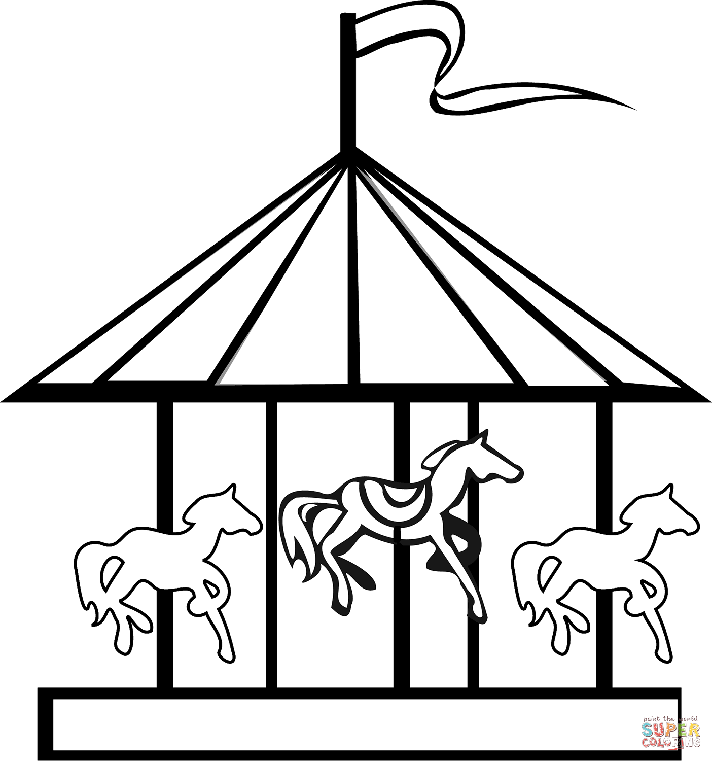 Carousel coloring page free printable coloring pages