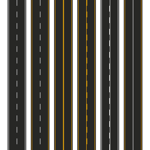 Premium vector asphalt set of road types with markings highway strip template for infographic illustration