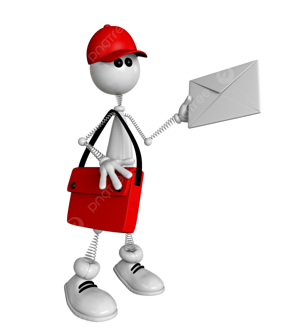 The d white mail carrier on springs ic the courier to cartoon parcel the person png transparent image and clipart for free download