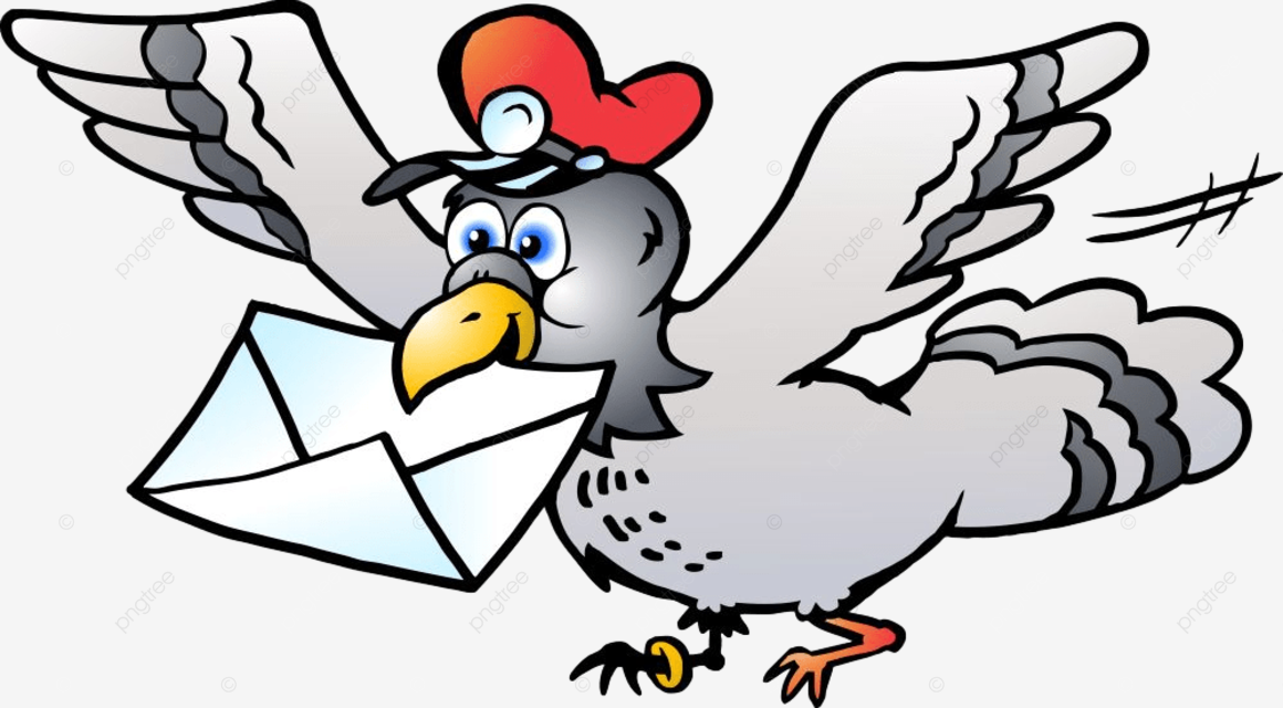 Pigeons fly vector art png vector cartoon illustration of a post pigeon flying with a letter cute post receive png image for free download