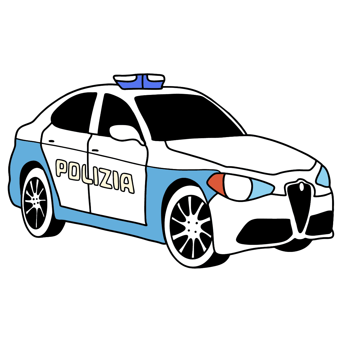 Dibujo de coche de policãa en italia para colorear