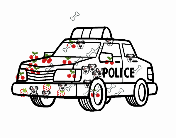 Dibujo de un coche de policãa pintado por en el dãa