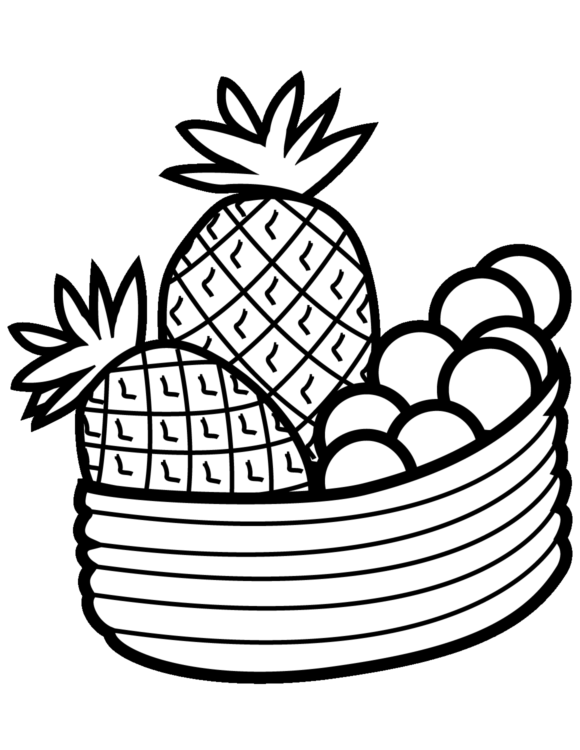 Pineapple coloring pages to download and print for free