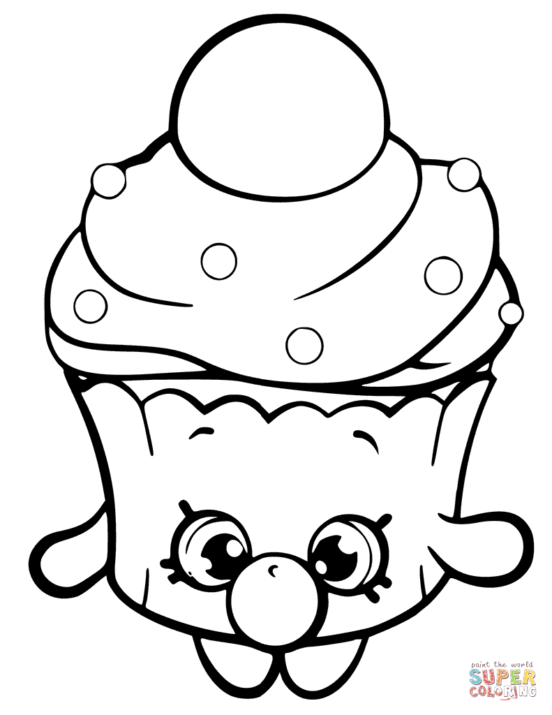 Bubble cupcake shopkin coloring page free printable coloring pages