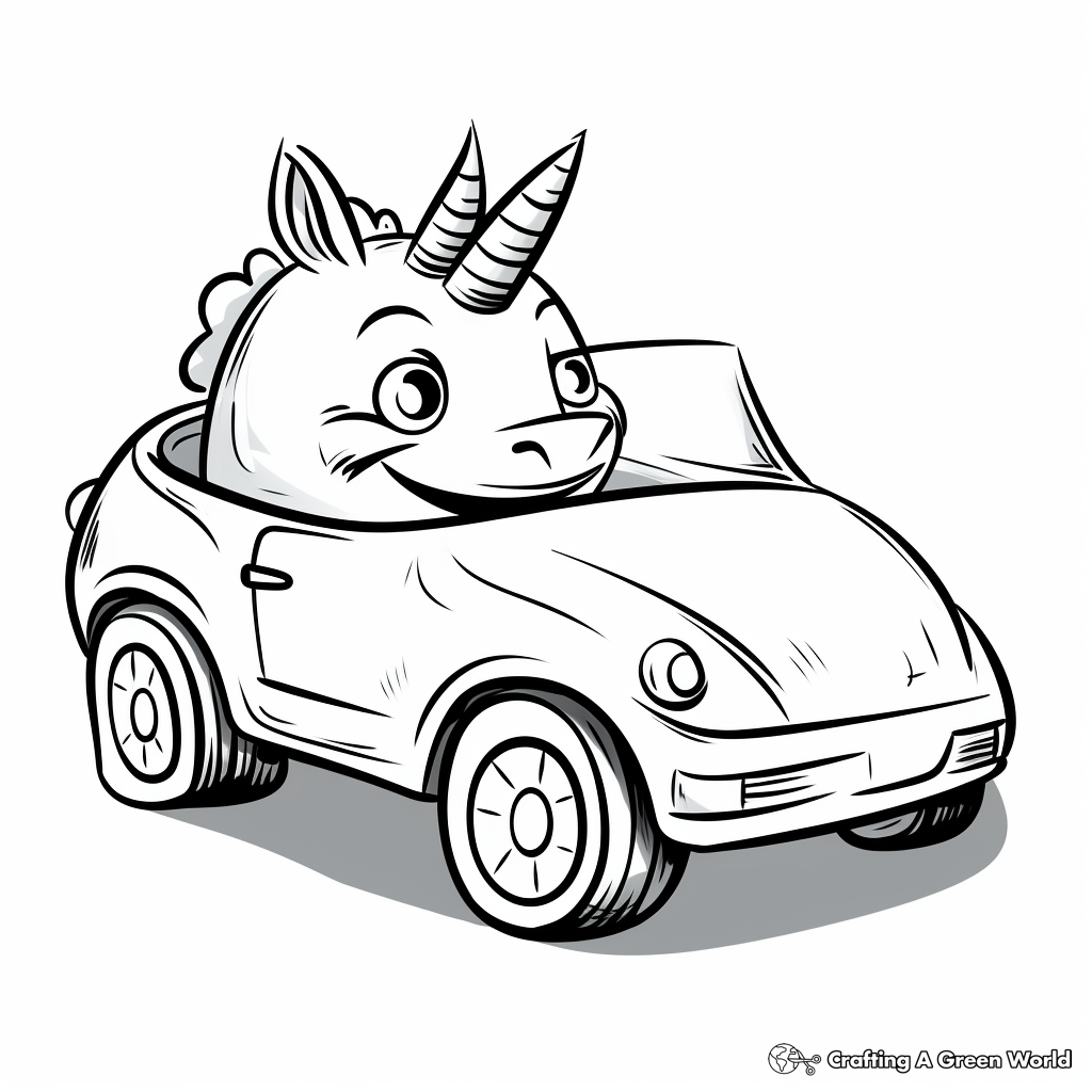 Unicorn car coloring pages