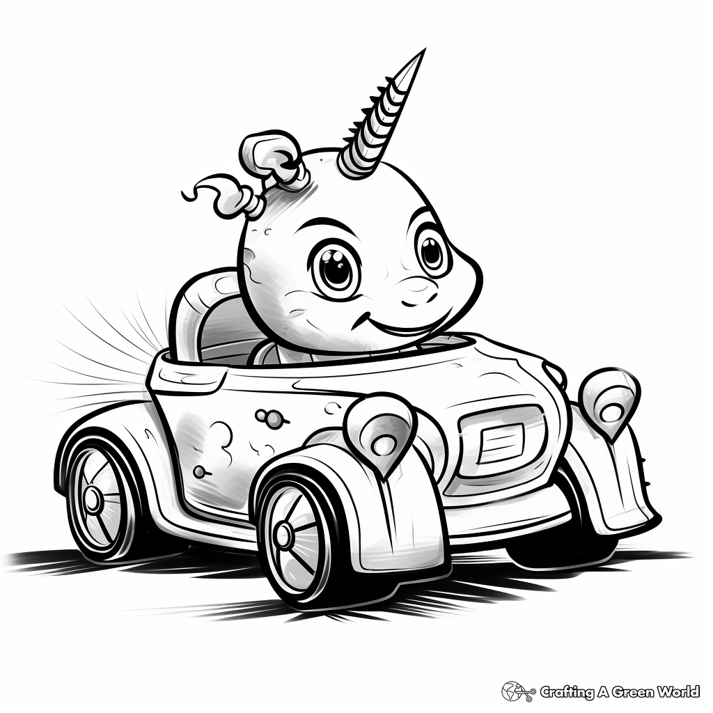 Unicorn car coloring pages