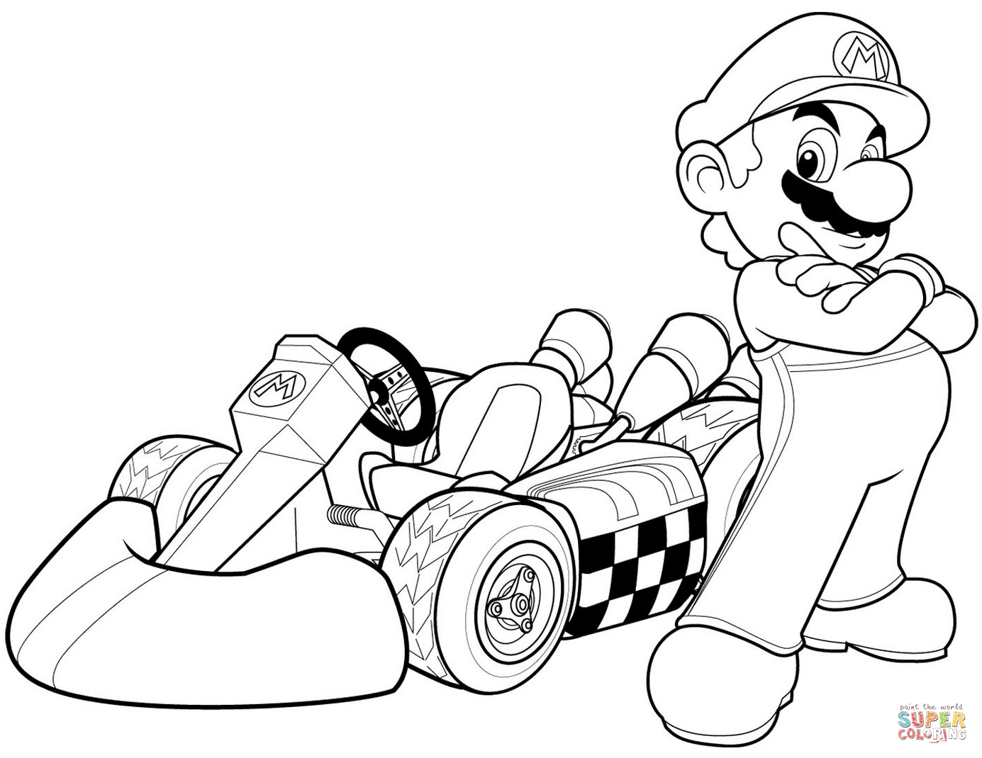 Mario in mario kart wii coloring page free printable coloring pages