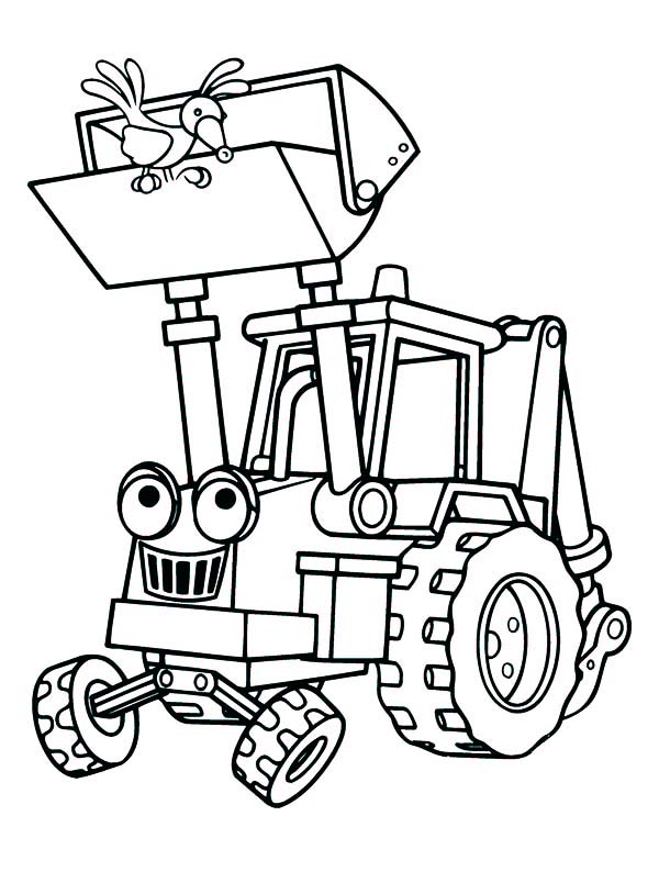 Scoop the excavator vehicle coloring pages