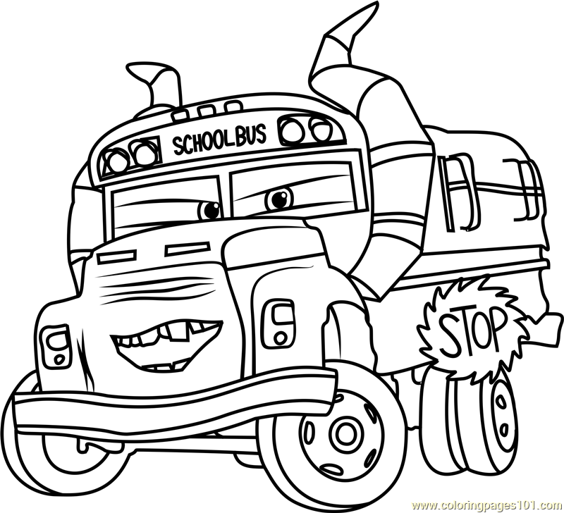 Miss fritter from cars coloring page for kids