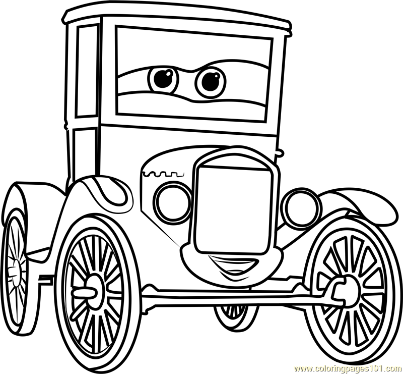 Lizzie from cars coloring page for kids