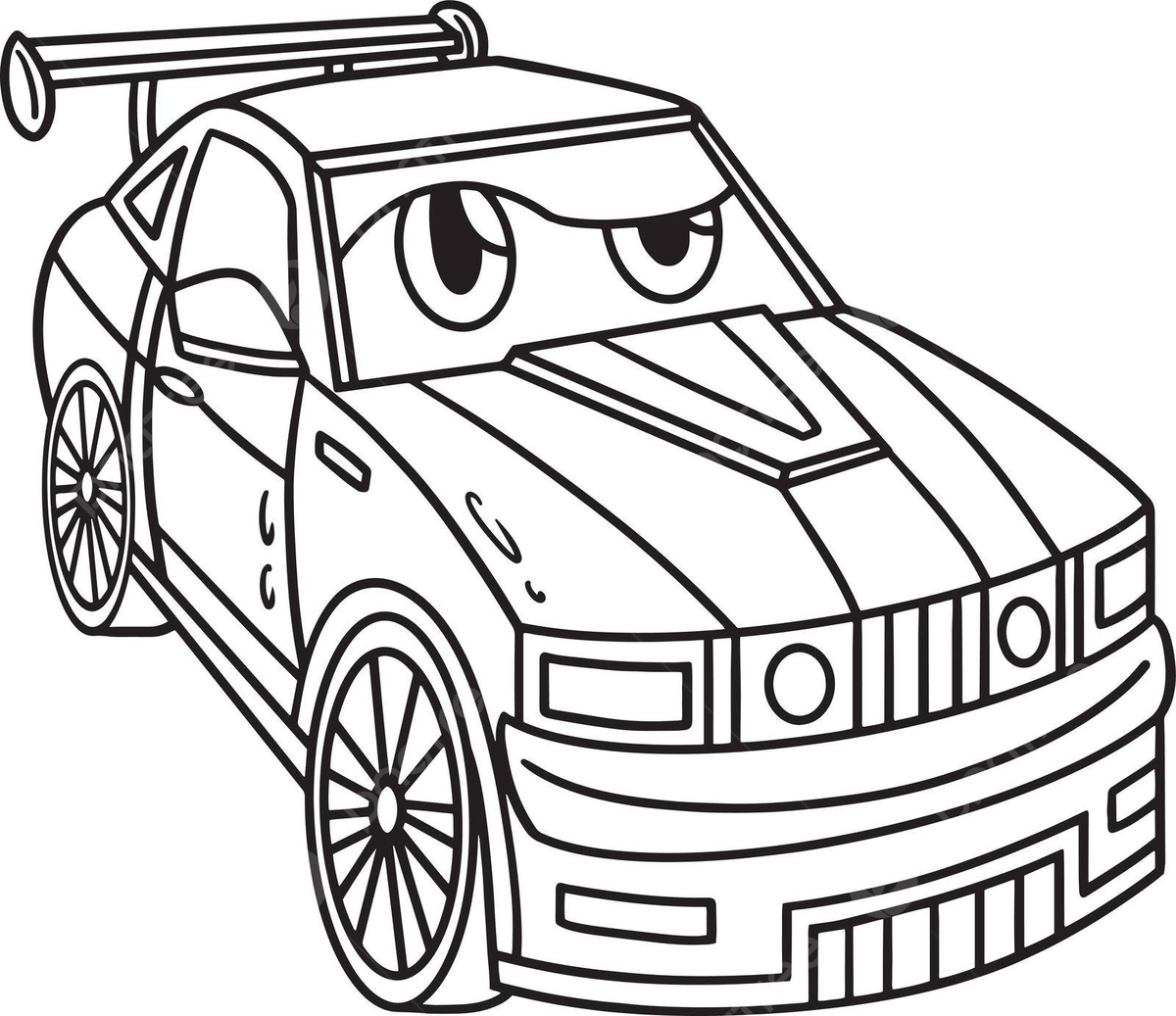 Racing car with face vehicle coloring page illustration speed racing car vector illustration speed racing car png and vector with transparent background for free download