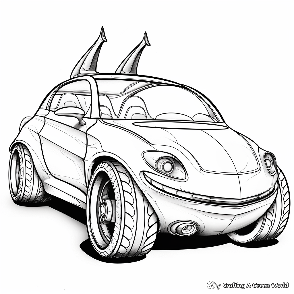 Unicorn car coloring pages