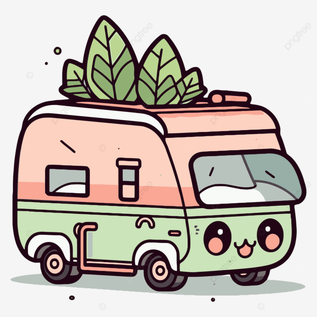 Mignon van life illustration vecteur couleur pastel png caravane visite de la vie en van icãne de voyage png et vecteur pour tãlãchargement gratuit