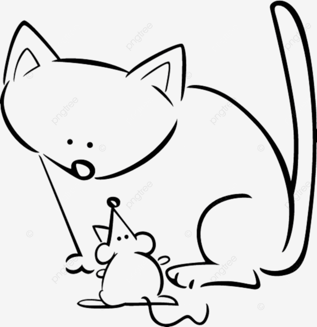 Dessin de coloriage dun chat et dune souris animã doodle vecteur png dessin de chat dessin de voiture dessin animã png et vecteur pour tãlãchargement gratuit