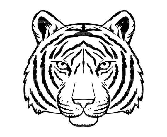 Testa di tigre svg tigre svg gatto selvatico svg file di taglio vettoriale per cricut silhouette pdf png eps dxf decalania stencil adesivo vinile pin