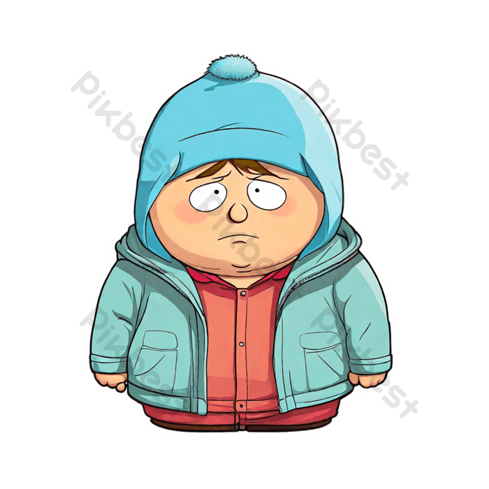 Eric cartman wearing a winter blue color jacket cartoon sticker png images png free download