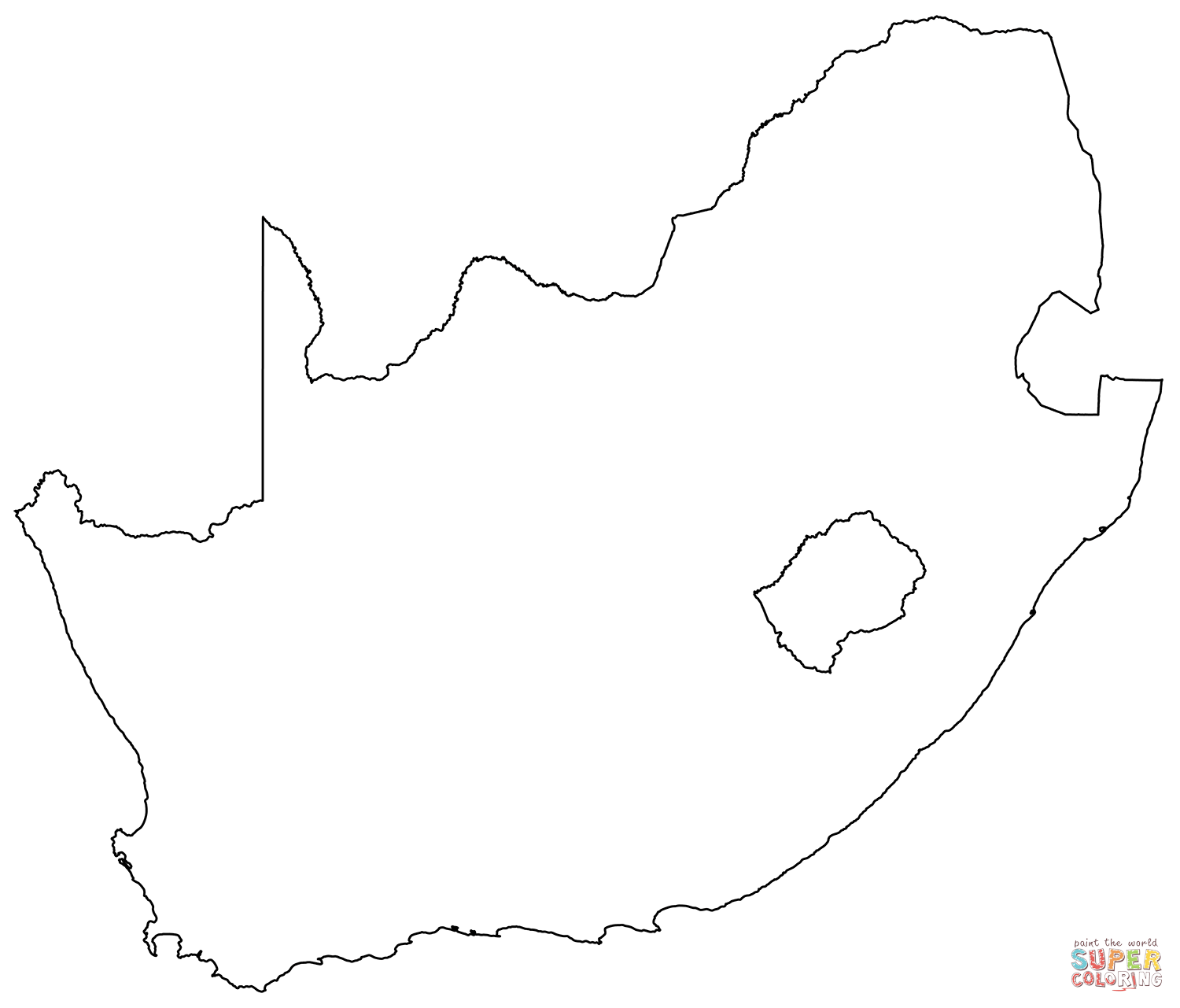 Outline map of south africa coloring page free printable coloring pages