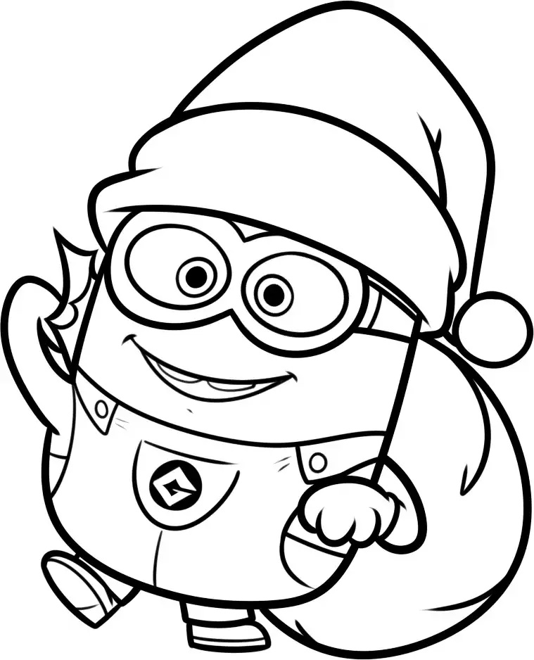 Desenho de minions no natal para colorir