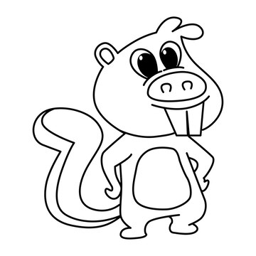 Premium vector cute beaver cartoon coloring page illustration vector for kids coloring book