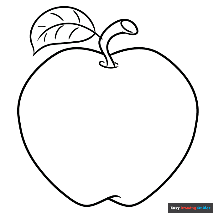 Cartoon apple coloring page easy drawing guides