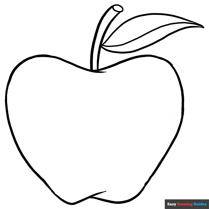 Apple coloring page easy drawing guides