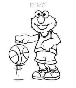 Elmo coloring pages â playing ball bicycling playing learning