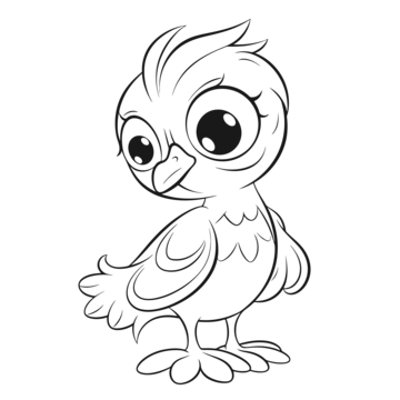 Cartoon bird coloring page with big eyes outline sketch drawing vector car drawing cartoon drawing bird drawing png and vector with transparent background for free download