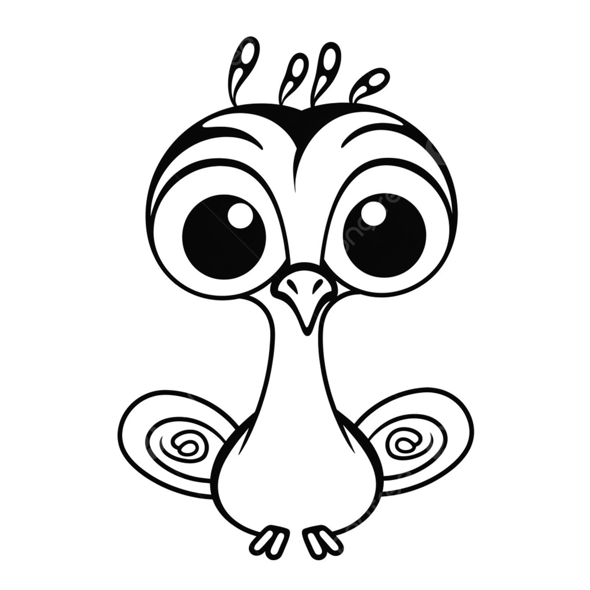 An image of a big and cute bird coloring page basic simple cute cartoon peacock outline isolated on white background children s coloring page png transparent image and clipart for free download