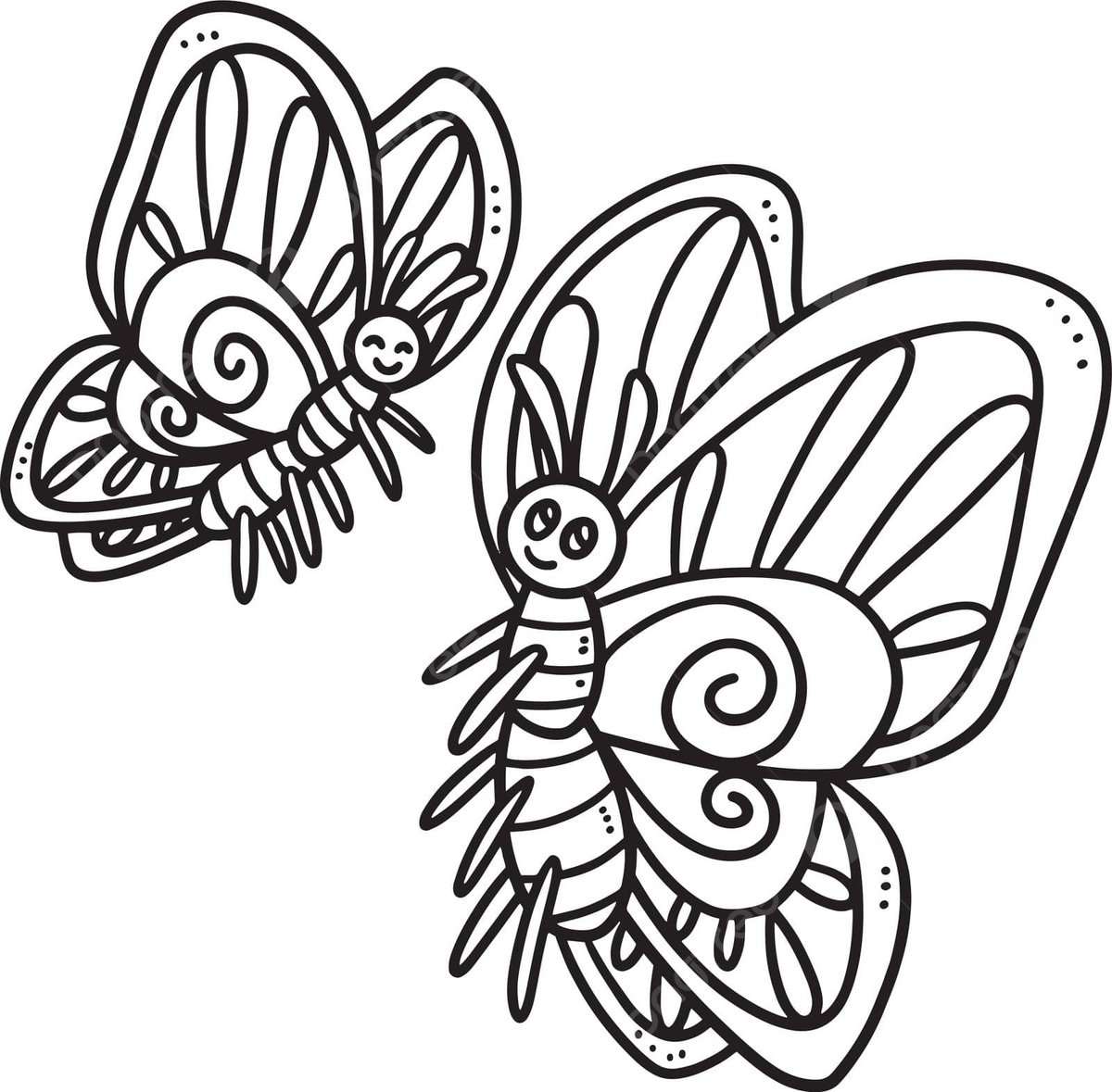 Baby butterfly isolated coloring page for kids silhouette outline larva vector butterfly drawing baby drawing ring drawing png and vector with transparent background for free download