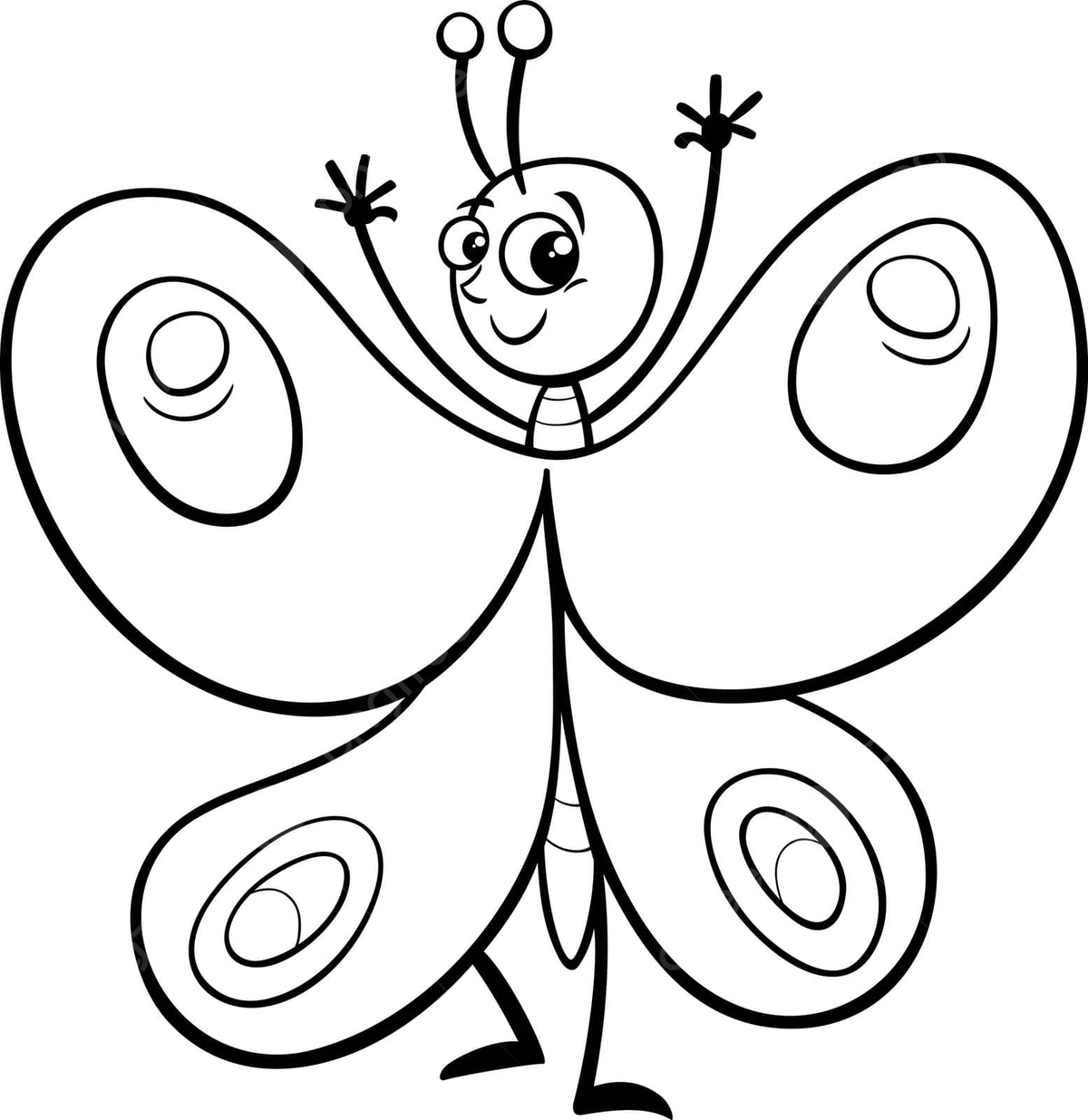 Cartoon butterfly coloring page png transparent images free download vector files