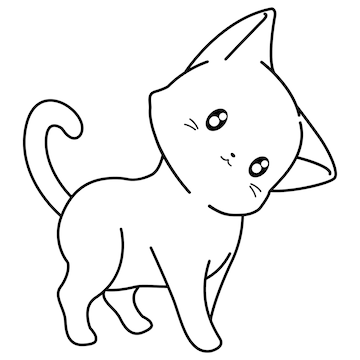 Premium vector funny cat cartoon character coloring page