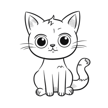 Cartoon cat coloring page with big eyes outline sketch drawing vector cat drawing car drawing cartoon drawing png and vector with transparent background for free download