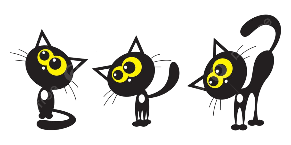 Black cat set vector art png images free download on