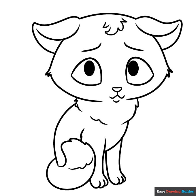 Sad cat coloring page easy drawing guides