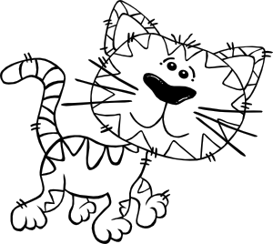 Cartoon cat walking outline clip art at