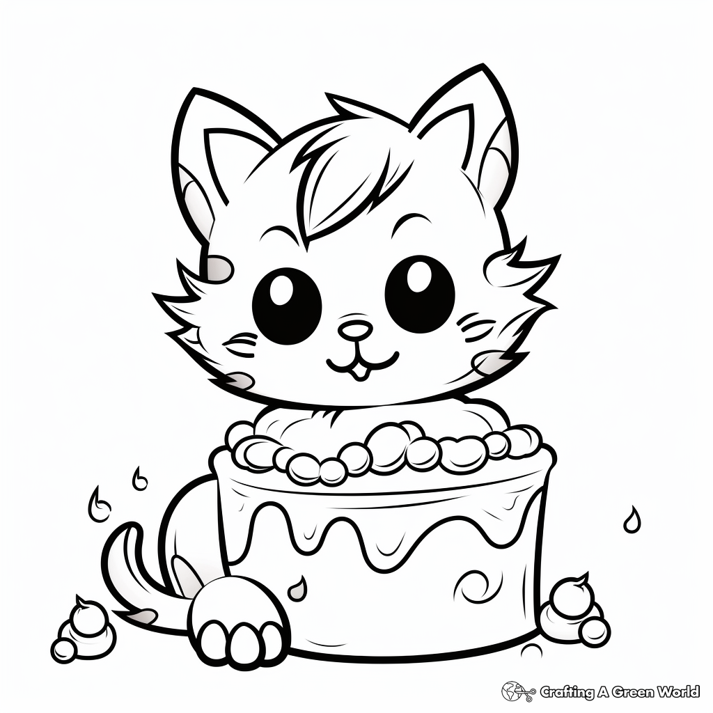 Cat cake coloring pages