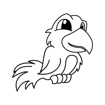 Premium vector cute crow cartoon coloring page illustration vector for kids coloring book