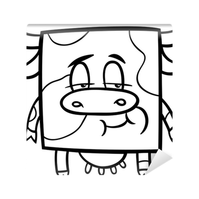 Wall mural square cow cartoon coloring page