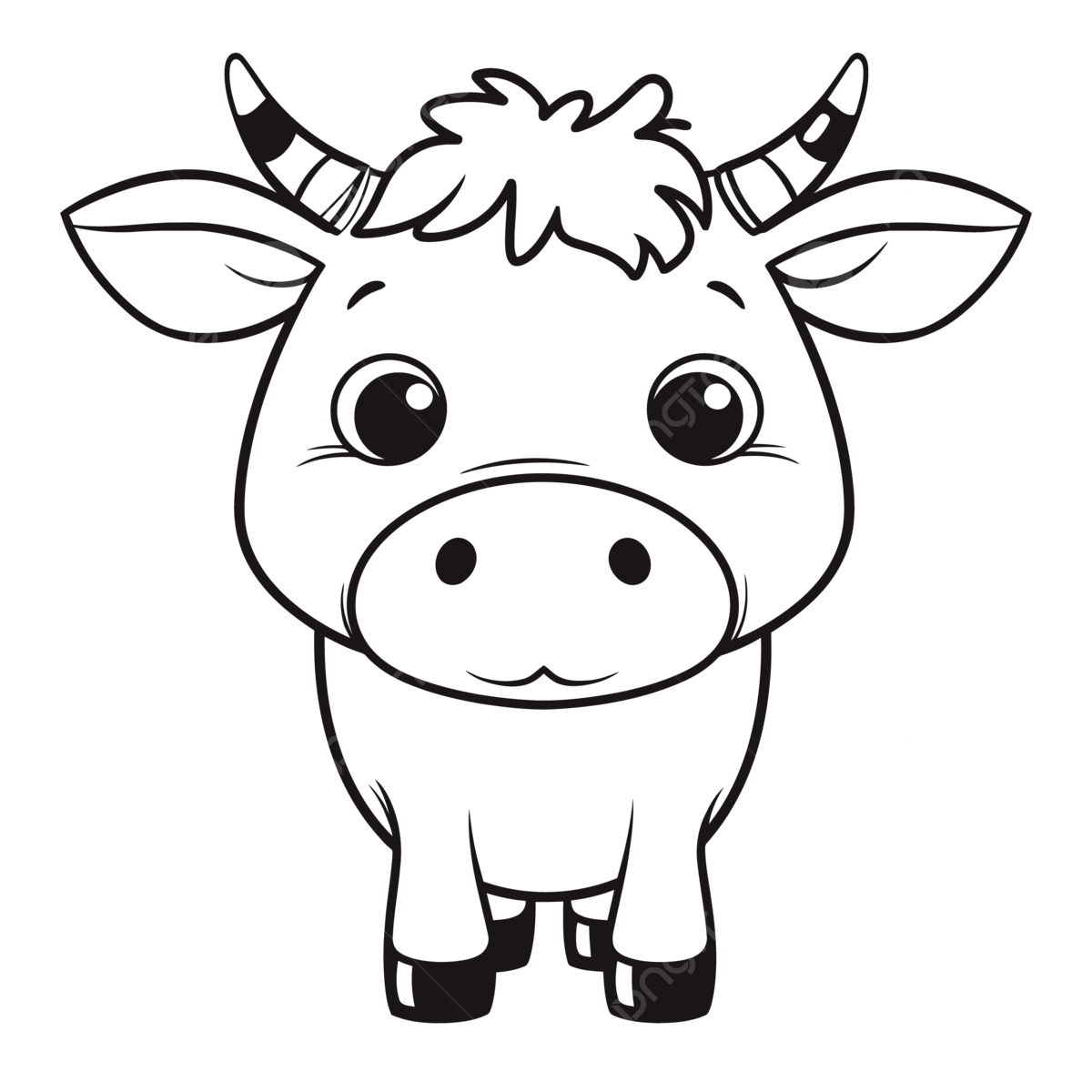 Cute cow coloring page outline sketch drawing vector cow drawing wing drawing ring drawing png and vector with transparent background for free download