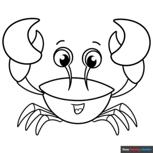 Easy cartoon crab coloring page easy drawing guides