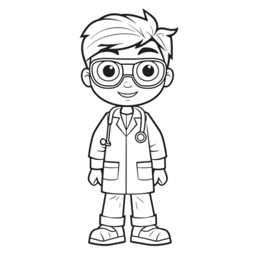 Cute little cartoon doctor coloring pages outline sketch drawing vector car drawing cartoon drawing wing drawing png and vector with transparent background for free download