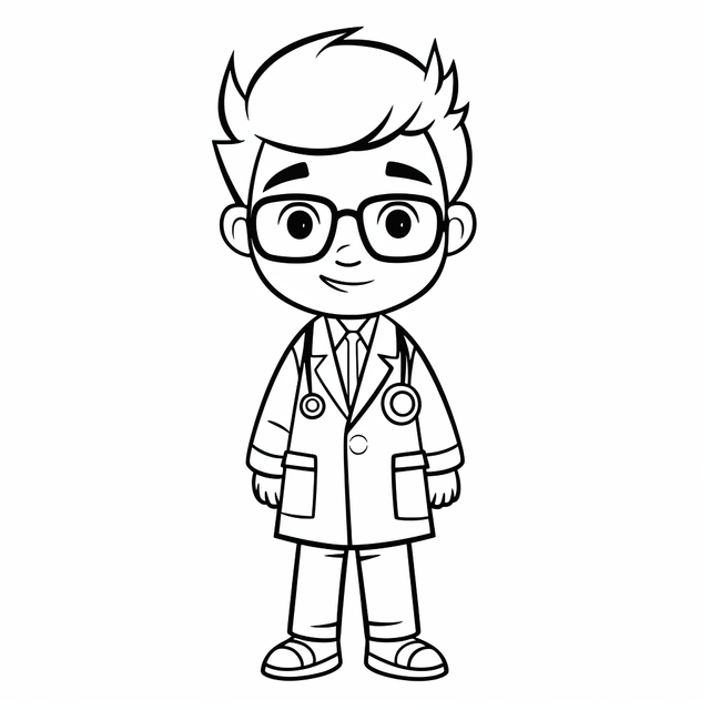 Cute little cartoon doctor coloring pages outline sketch drawing vector car drawing cartoon drawing wing drawing png and vector with transparent background for free download