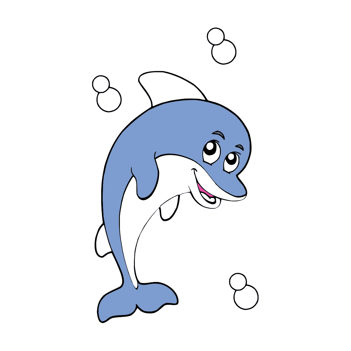 Cartoon dolphin coloring page â online and print for free