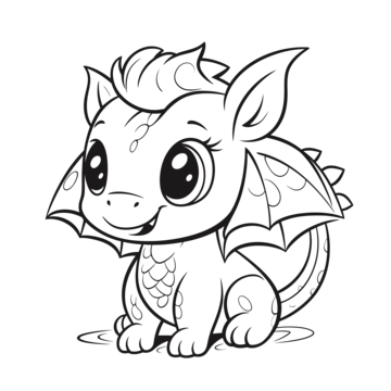 Cute cartoon baby dragon coloring page outline sketch drawing vector car drawing dragon drawing cartoon drawing png and vector with transparent background for free download