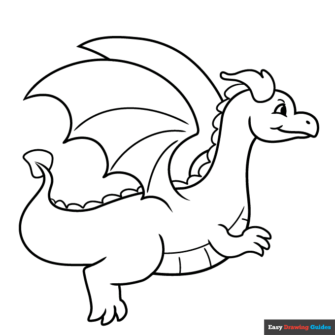 Easy flying dragon coloring page easy drawing guides