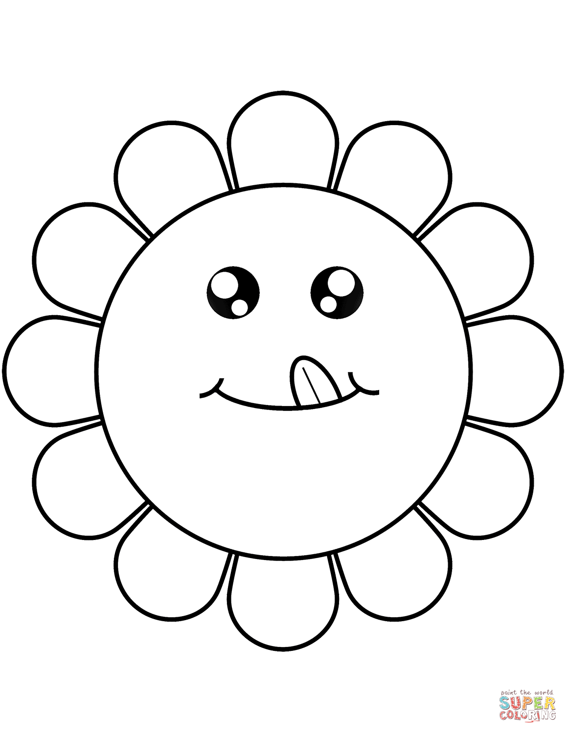 Cartoon flower face coloring page free printable coloring pages