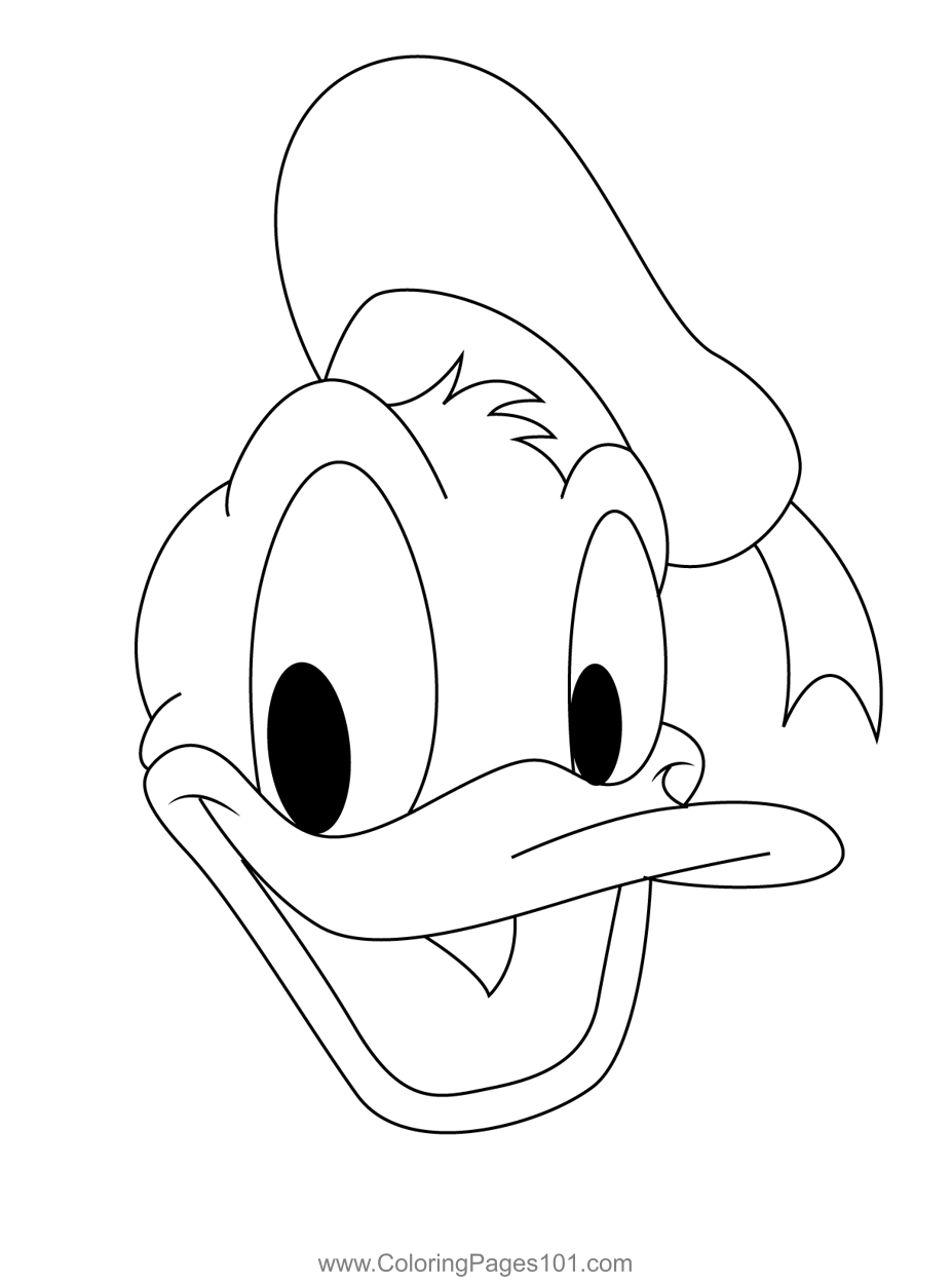 Donald duck face coloring page for kids