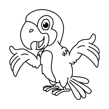 Premium vector cute parrot cartoon characters vector illustration for kids coloring book