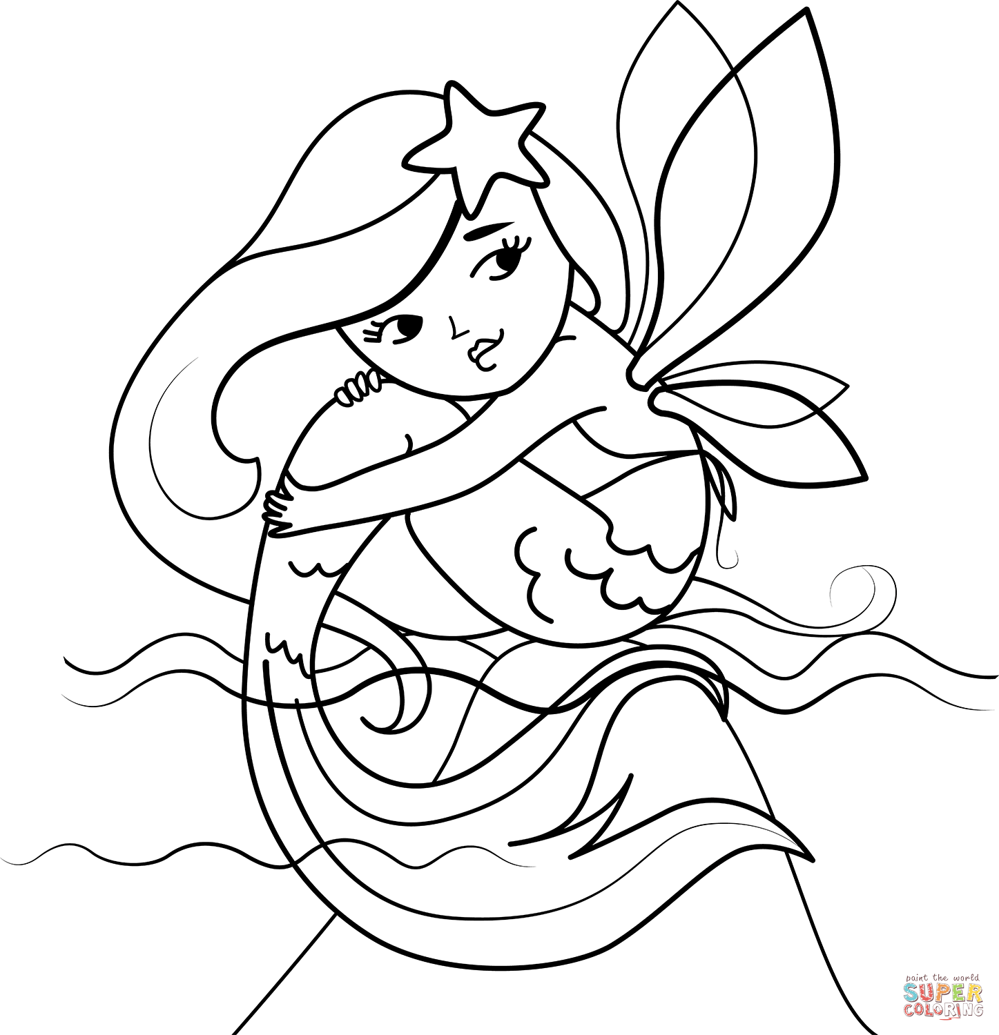 Fairy mermaid coloring page free printable coloring pages