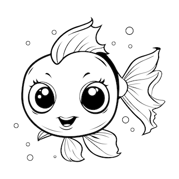 Premium vector a cartoon fish with eyes and a smile on it